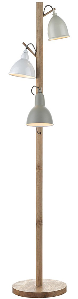 Dar Blyton Wooden 3 Light Floor Lamp With Painted Shades