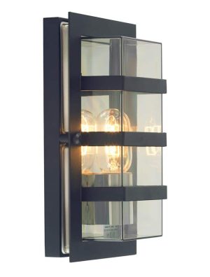 Norlys Boden Art Deco outdoor wall lantern black clear shade