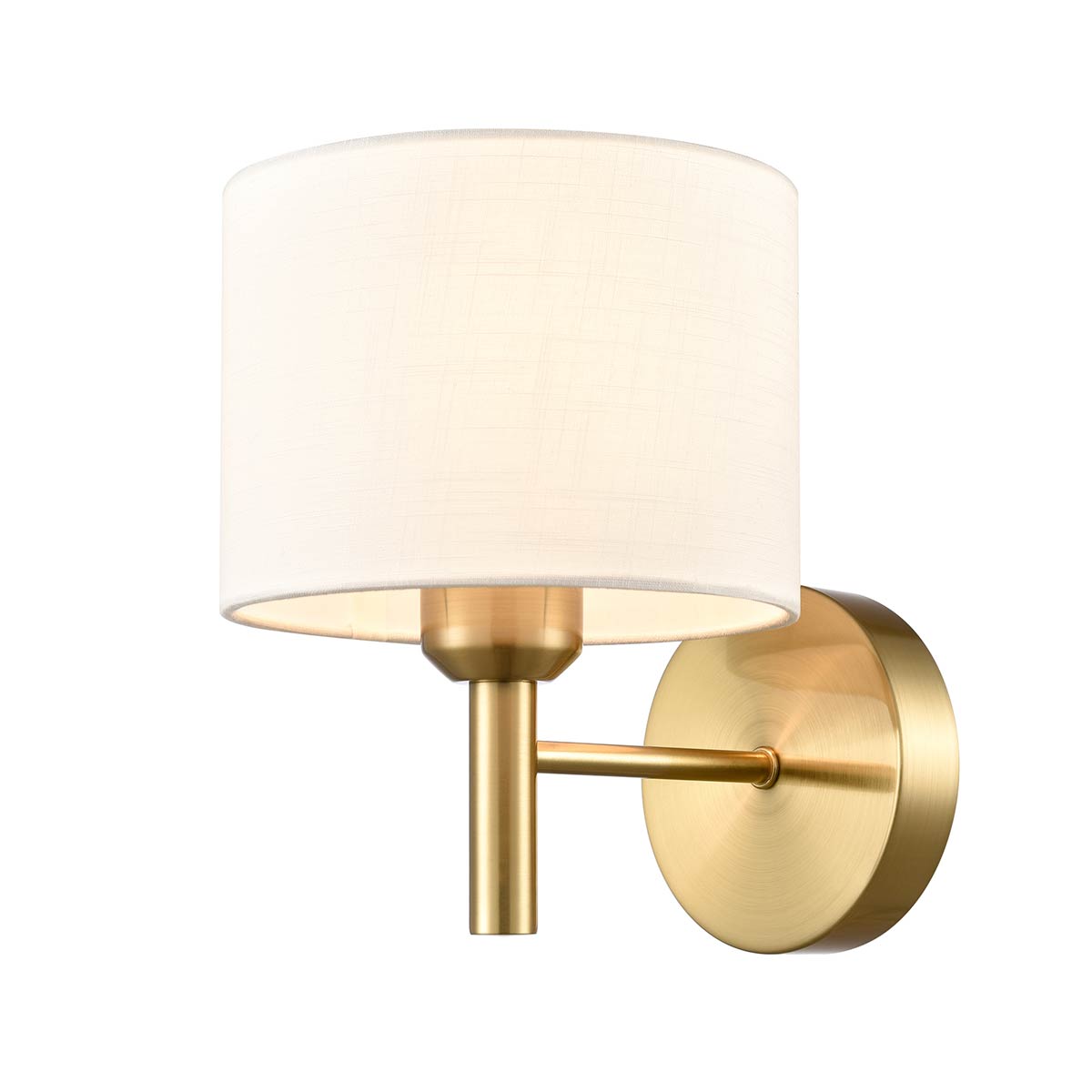 Barolo Single Aged Brass Wall Light with Off-White Shade
