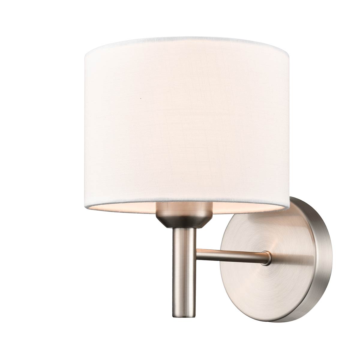 Barolo Single Satin Nickel Wall Light with Off-White Shade