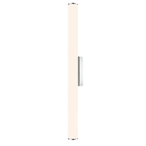 Franklite Baton large LED tube bathroom wall light in polished chrome with opal acrylic shade, shown vertical.