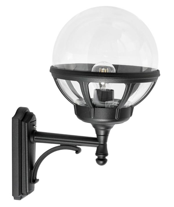 Norlys Bologna upward outdoor wall lantern black clear globe IP54