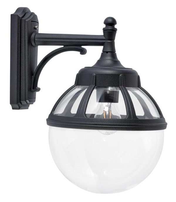 Norlys Bologna downward outdoor wall lantern black clear globe IP54