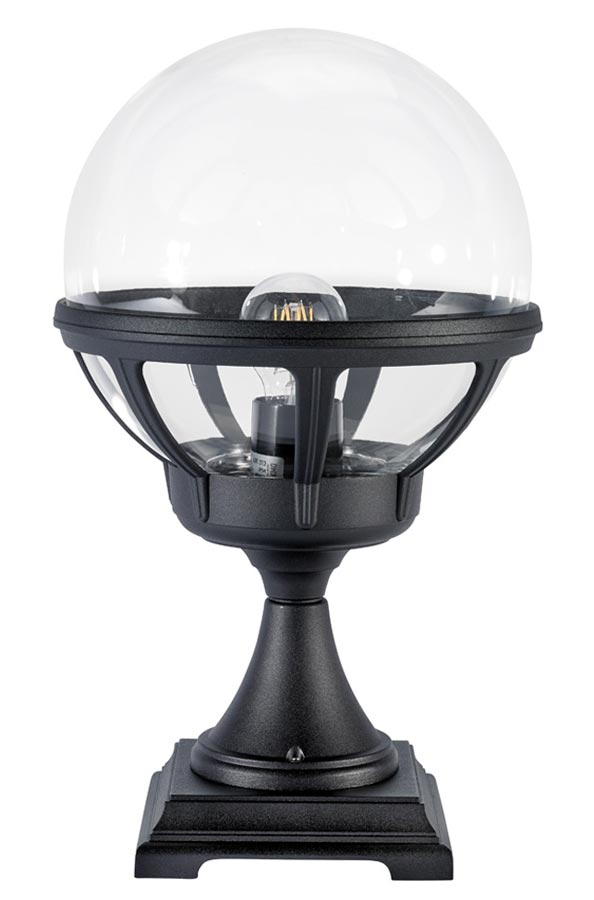 Norlys Bologna Outdoor Pedestal Lantern Black Clear Globe IP54