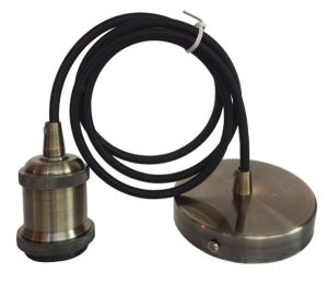 Bronze finish ceiling pendant cable set with E27 lamp holder