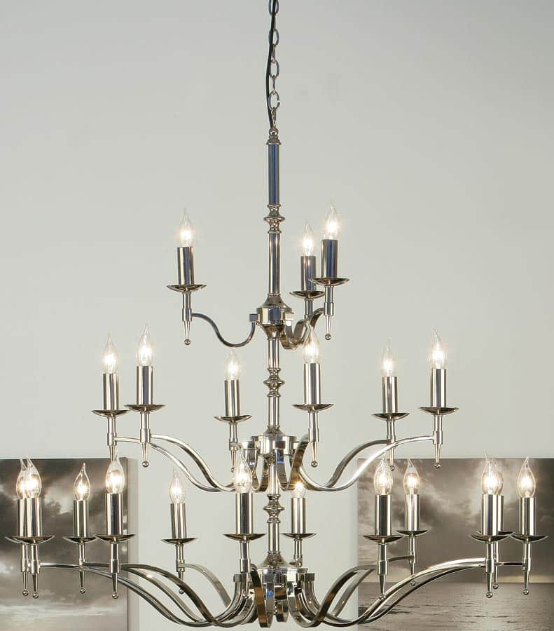 Stanford Large 3 Tier 21 Light Chandelier Polished Nickel