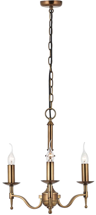 Stanford Traditional 3 Light Chandelier Antique Brass