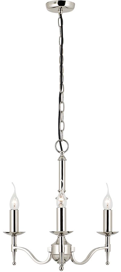 Stanford Traditional 3 Light Chandelier Polished Nickel