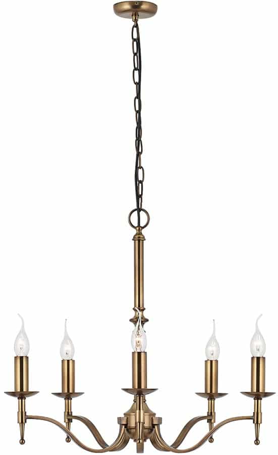 Stanford Traditional 5 Light Chandelier Antique Brass