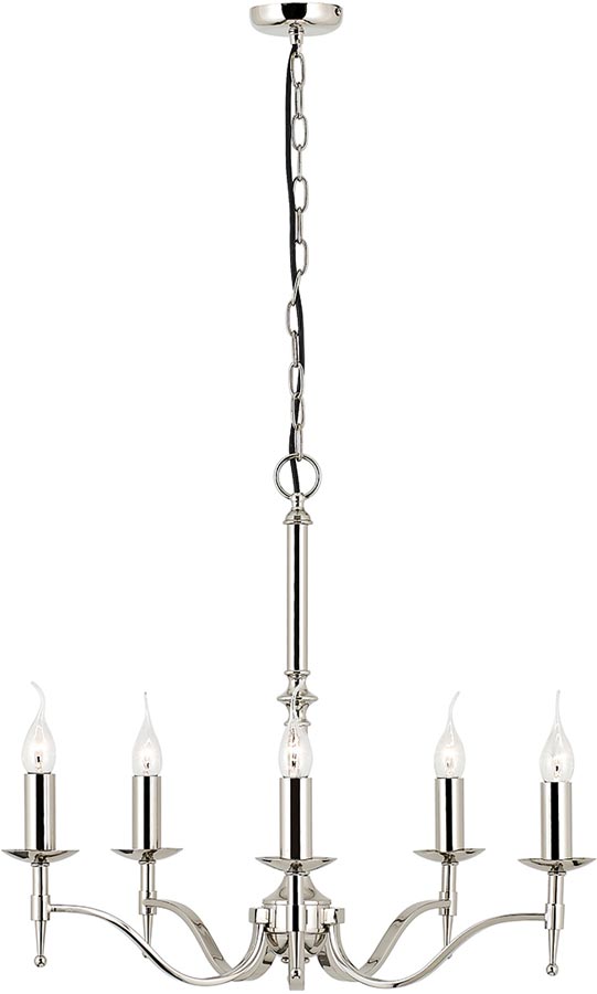 Stanford Traditional 5 Light Chandelier Polished Nickel