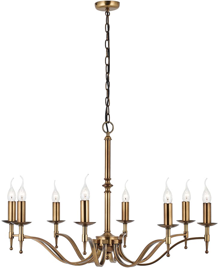 Stanford Traditional 8 Light Chandelier Antique Brass