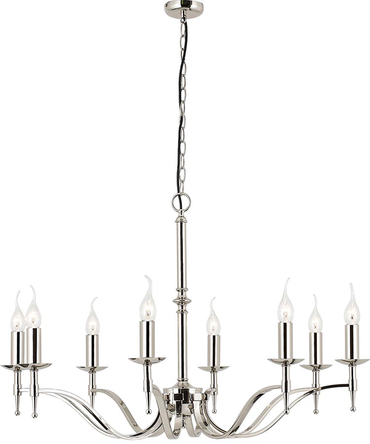 Stanford Traditional 8 Light Chandelier Polished Nickel