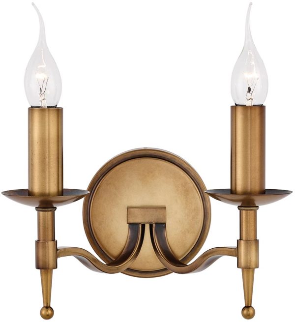 Stanford Traditional 2 Lamp Wall Light Antique Brass