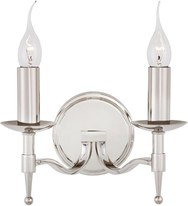 Stanford Traditional 2 Lamp Wall Light Polished Nickel