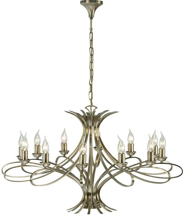 Penn Contemporary 12 Light Large Brushed Brass Chandelier