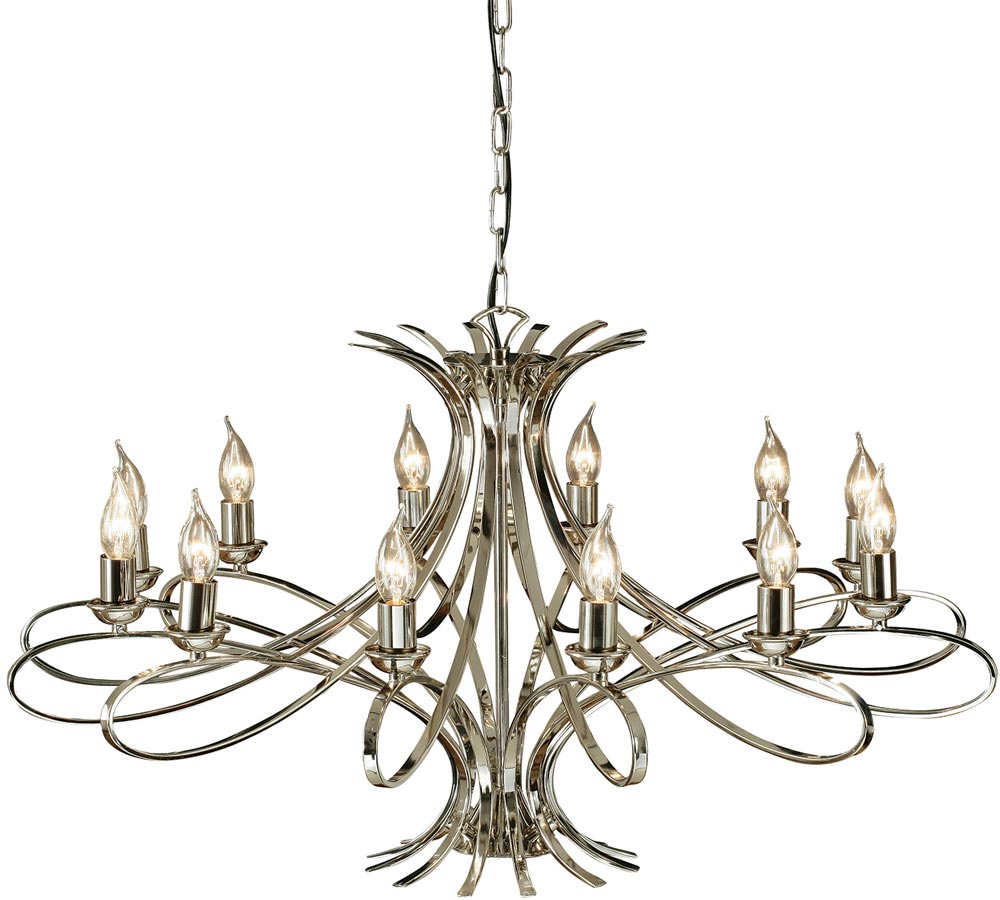 Penn Contemporary 12 Light Large Polished Nickel Chandelier