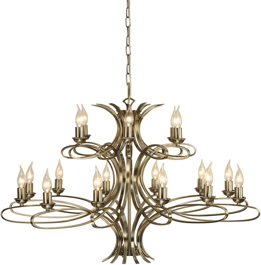 Penn Contemporary 18 Light Large Brushed Brass Chandelier