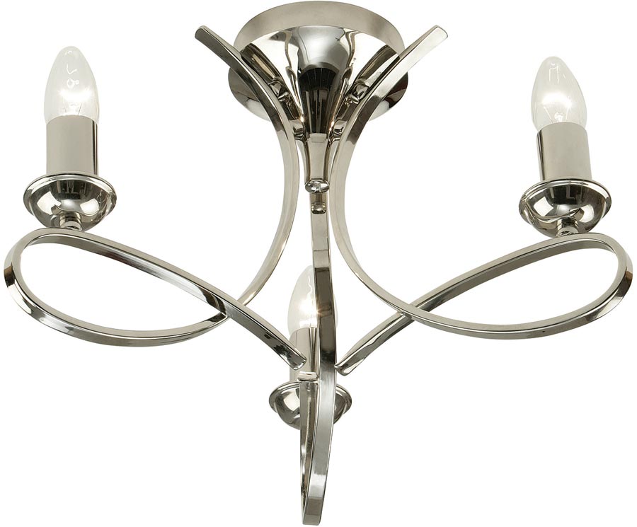 Penn Contemporary Semi Flush 3 Light In Polished Nickel