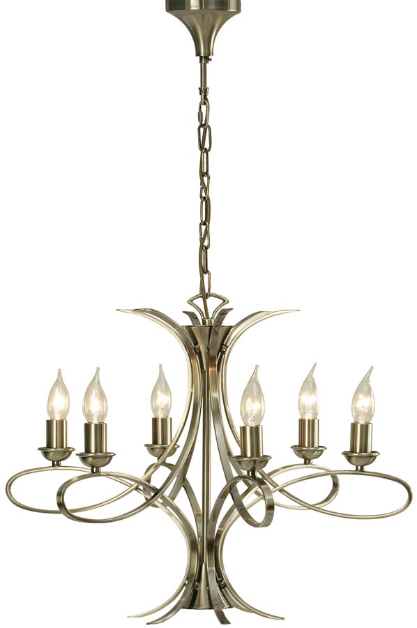 Penn Contemporary 6 Light Brushed Brass Chandelier