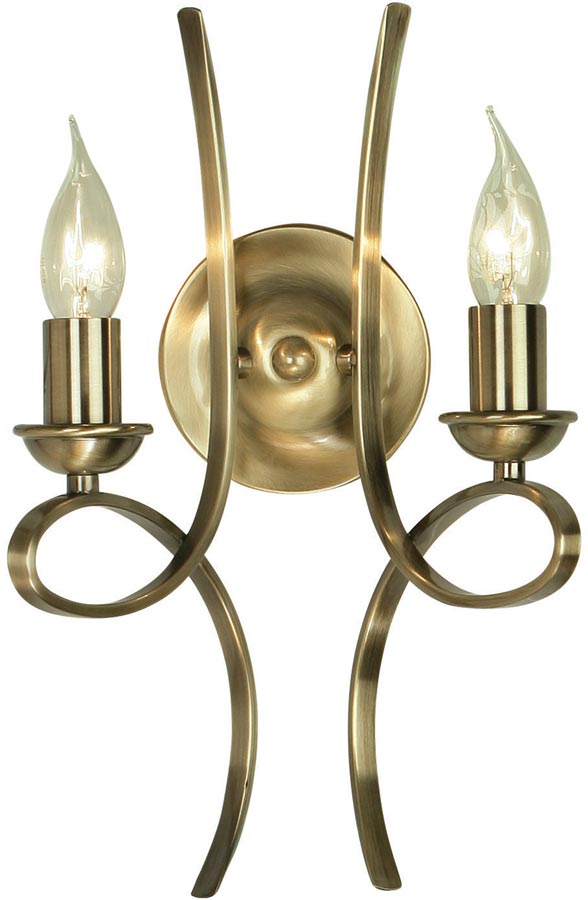 Penn Contemporary 2 Light Brushed Brass Wall Light