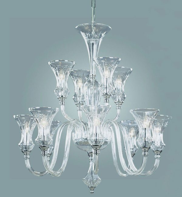 Stara Prestige Art Deco Style 12 Light Crystal Chandelier