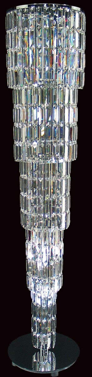 Padua Large Chrome 15 Light Lead Crystal Column Floor Lamp