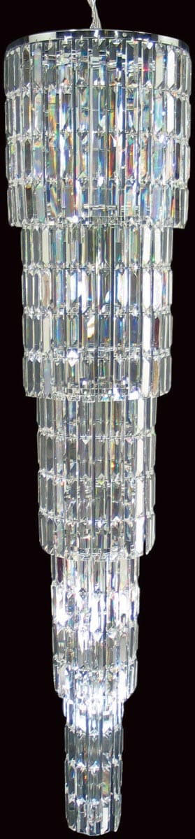 Padua Large Chrome 15 Light Crystal Stairwell Pendant