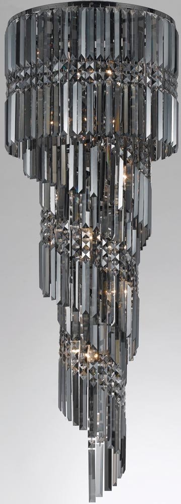 Toronto Gunmetal 14 Light Smoked Crystal Spiral Chandelier