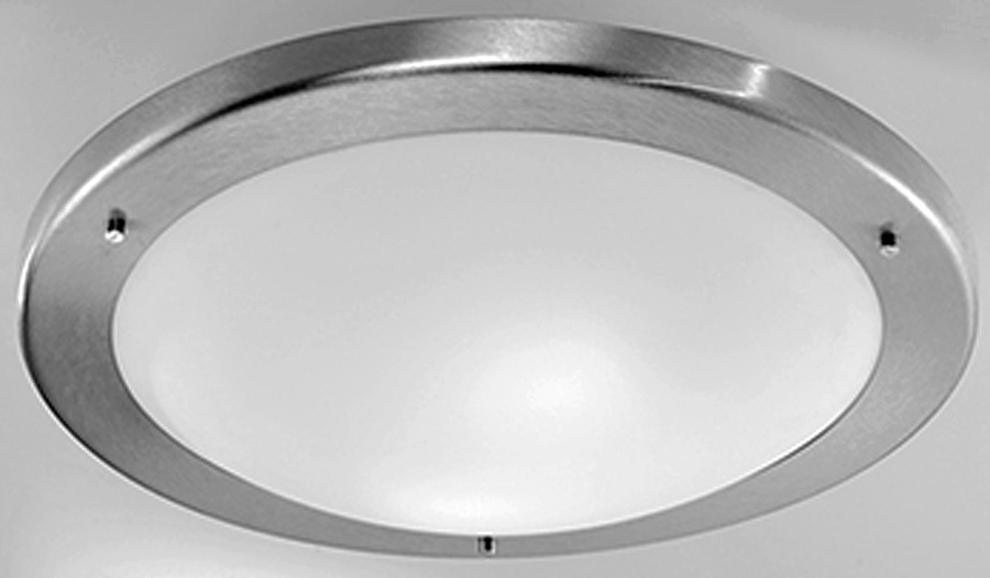 Medium 2 Lamp 41cm Flush Bathroom Ceiling Light Satin Nickel IP44