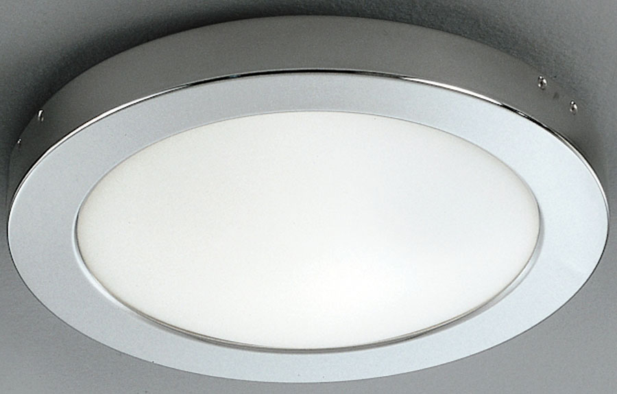 Small 1 Lamp 30cm Flush Bathroom Ceiling Light Polished Chrome IP54