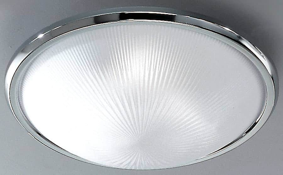 Classic 3 Lamp Flush Low Ceiling Light Frosted Prismatic Glass Chrome