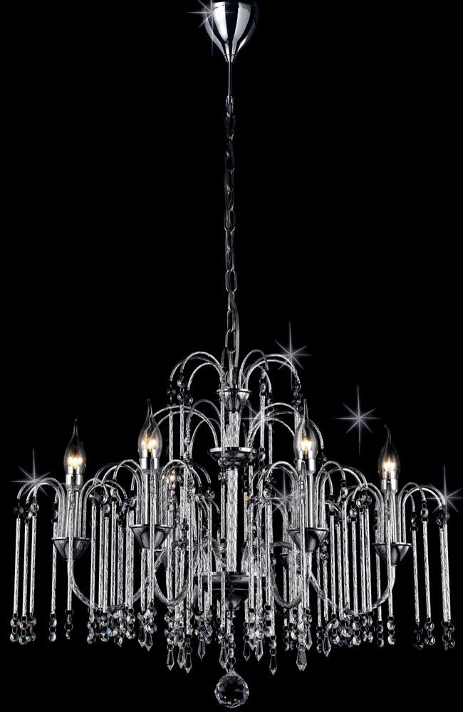Bette Chrome Waterfall 6 Light Chandelier With Crystal Drops Bette Chrome Waterfall 6 Light Chandelier With Crystal Drops