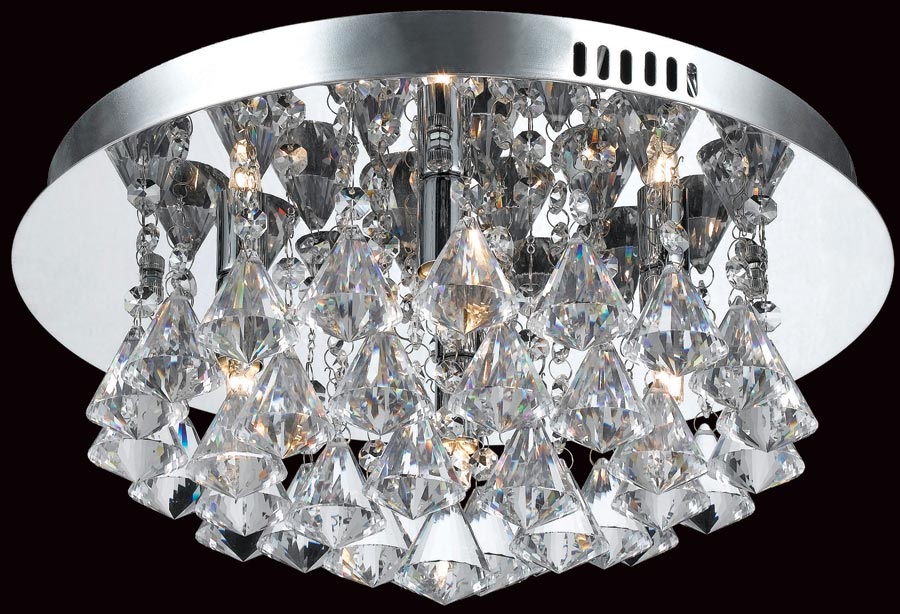 Impex Parma Small Circular Chrome 4 Light Flush Crystal Ceiling Light