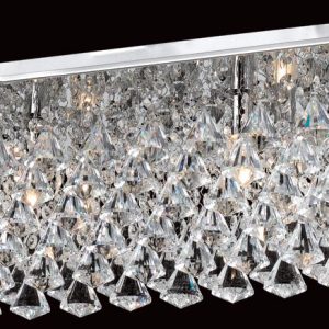 Impex Parma Rectangular Chrome 8 Light Flush Crystal Ceiling Light