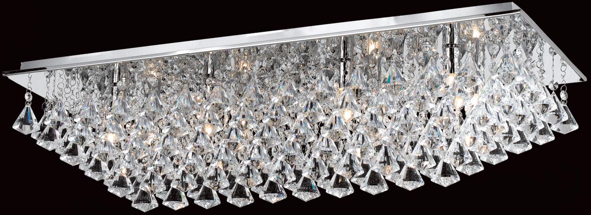 Impex Parma Rectangular Chrome 8 Light Flush Crystal Ceiling Light