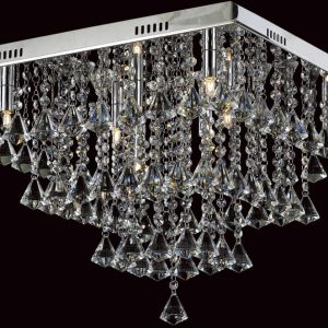 Impex Parma Medium Flush Square Crystal 8 Light Fitting In Chrome
