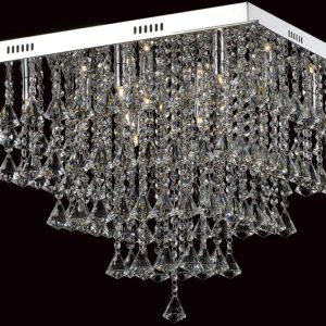 Impex Parma Large Flush Square Crystal 12 Light Fitting In Chrome