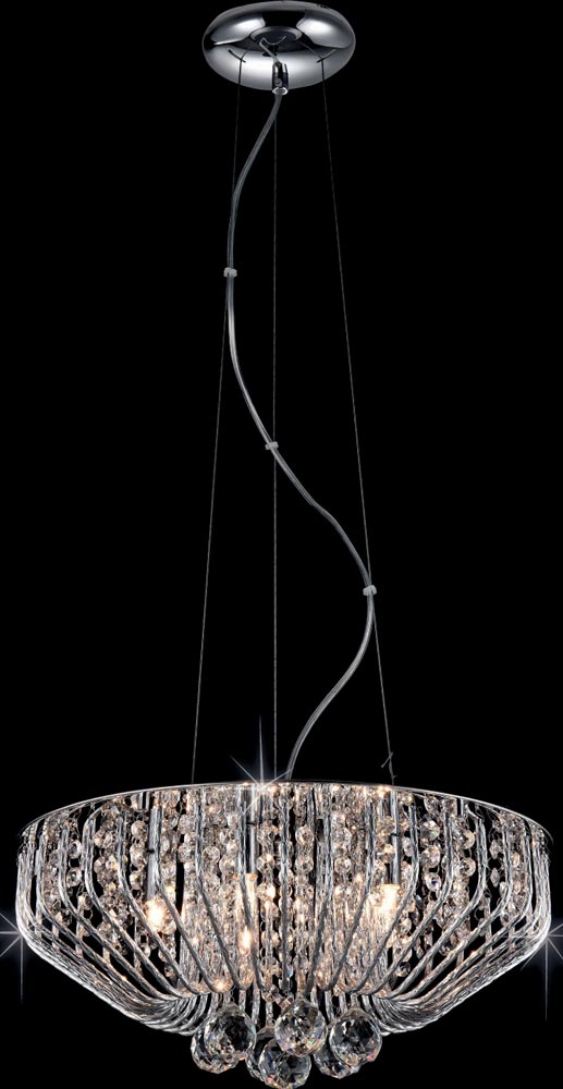 Carlo 5 Light Crystal Basket Pendant In Polished Chrome