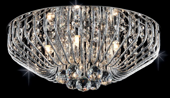 Carlo 5 Light Crystal Basket Flush Fitting In Polished Chrome