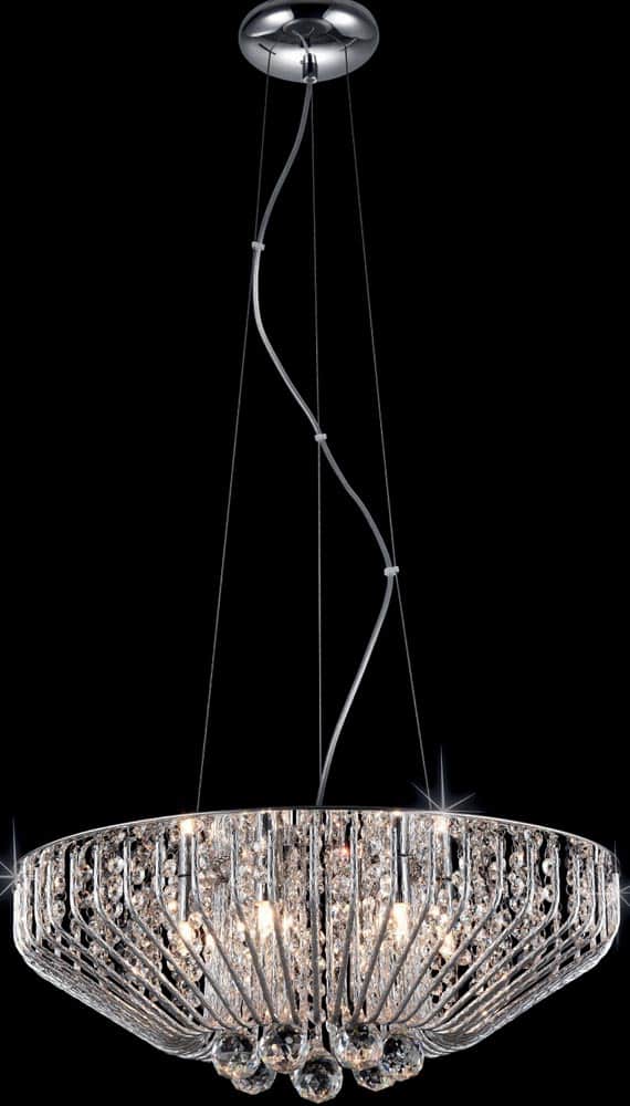 Carlo 6 Light Crystal Basket Pendant In Polished Chrome