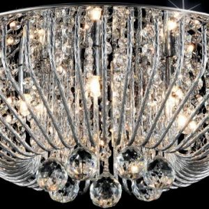 Carlo 6 Light Crystal Basket Flush Fitting In Polished Chrome