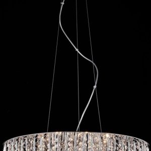 Carlo 7 Light Crystal Basket Pendant In Polished Chrome