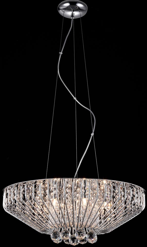 Carlo 7 Light Crystal Basket Pendant In Polished Chrome