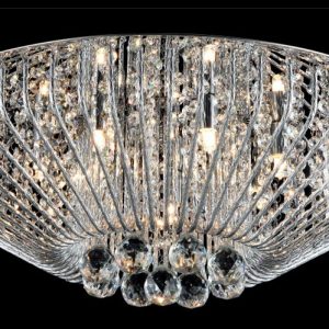 Carlo 7 Light Crystal Basket Flush Fitting In Polished Chrome