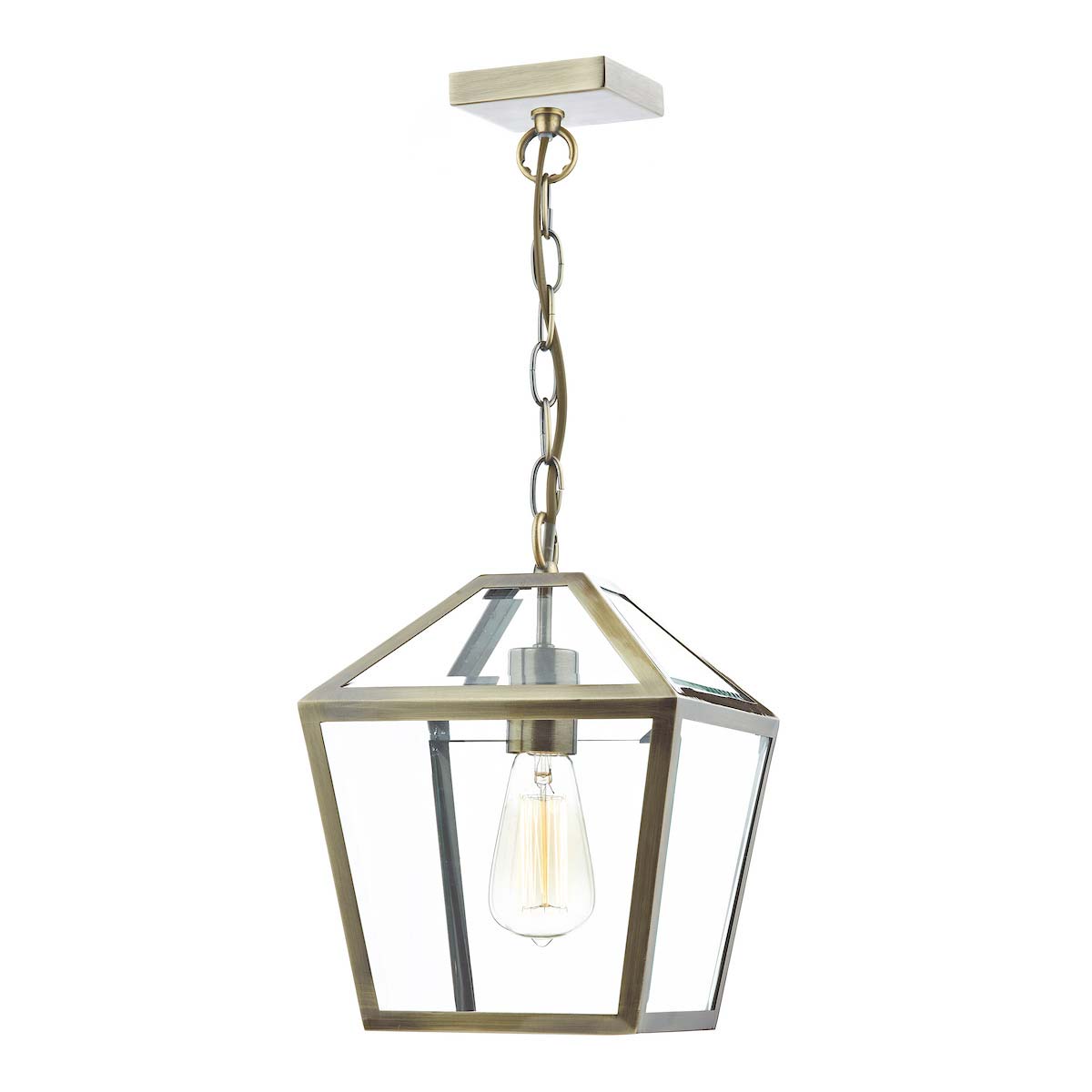 Dar Churchill Traditional 1 Light Hanging Lantern Brass