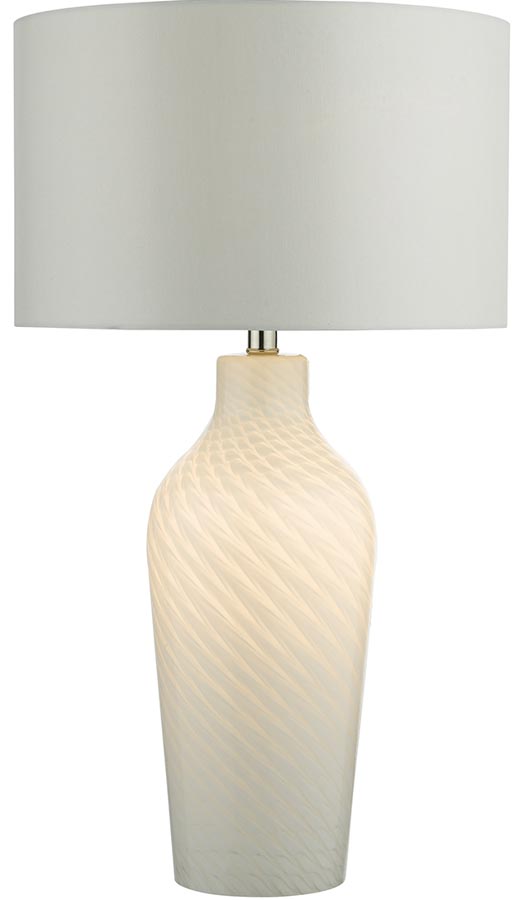 Dar Cibana Dual Light White Glass Table Lamp With White Shade