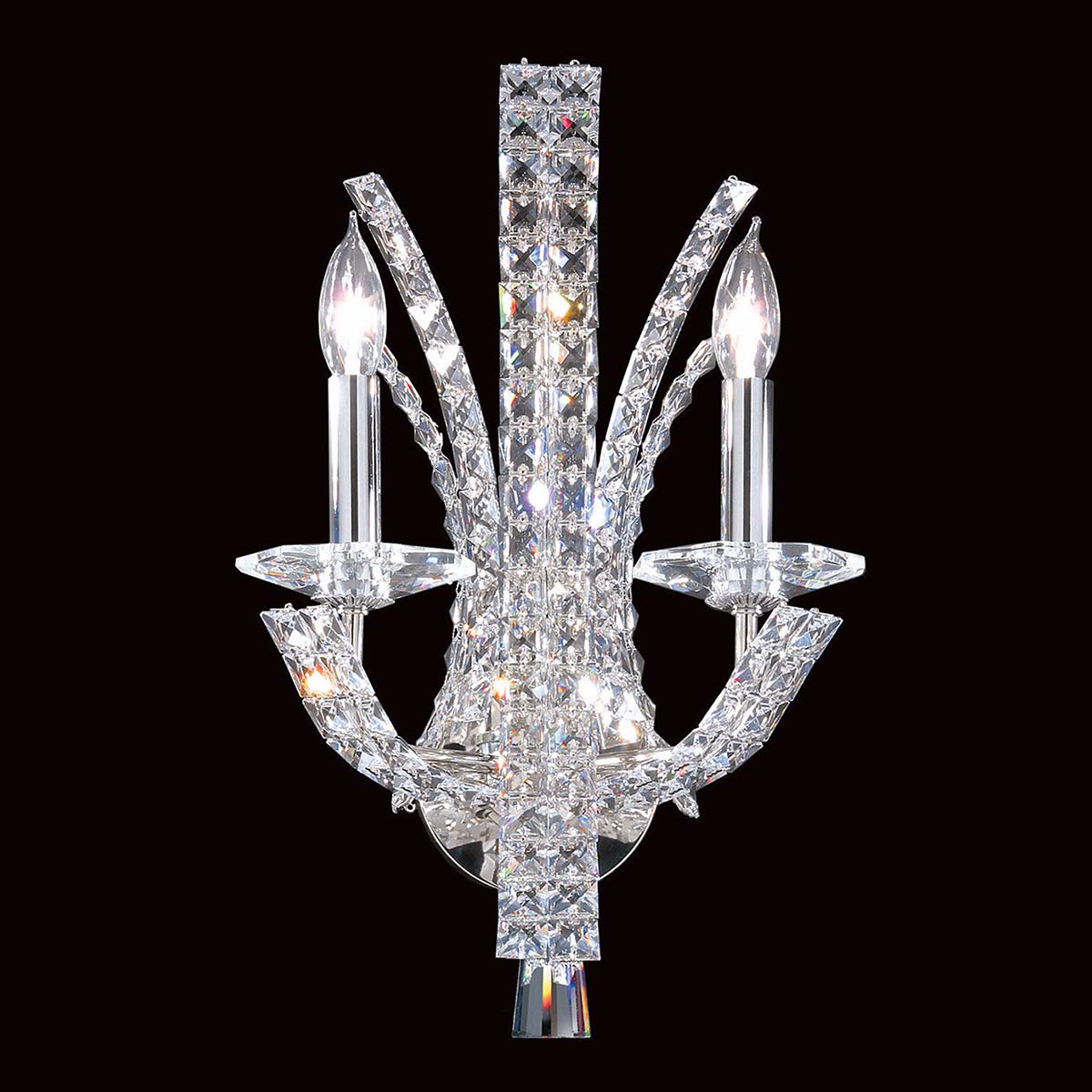 Impex Eclipse Contemporary 2 Lamp Crystal Wall Light Polished Chrome