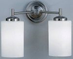 Traditional 2 Lamp Twin Wall Light Satin Nickel Opal White Glass Shades
