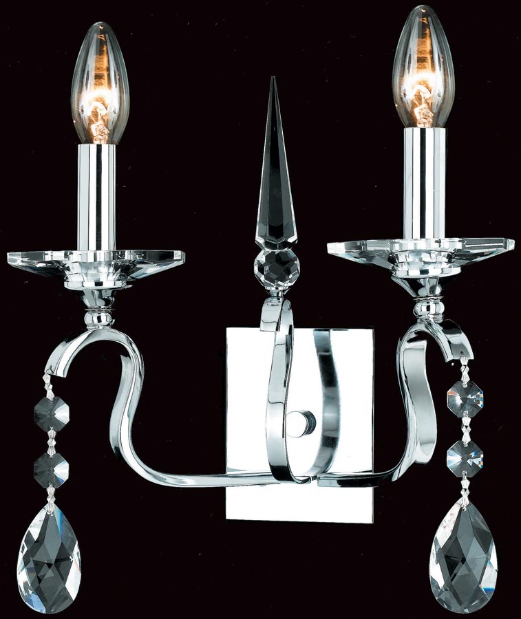 Impex Rhinestone 2 Lamp Wall Light Polished Chrome Strass Crystal