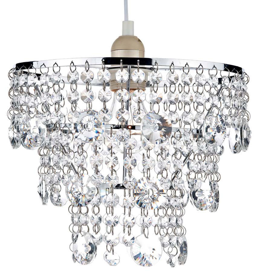 Dar Cybil Modern Crystal Ceiling Lamp Shade Chrome Cyb6550